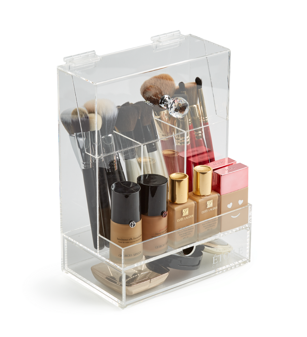 VC XL Brush Holder With Lid Acrylic Makeup Storage Organiser 
