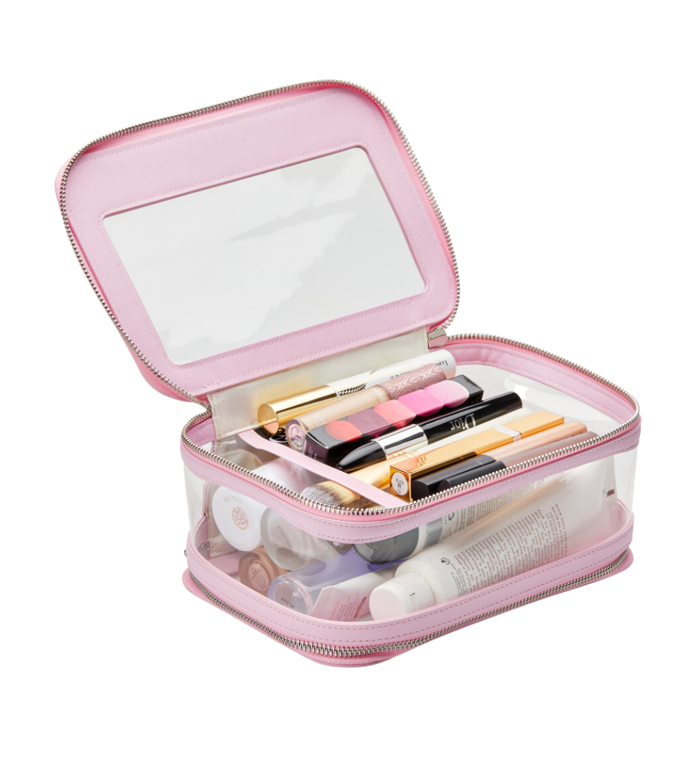Clear Makeup Travel Case: Lavender Pink