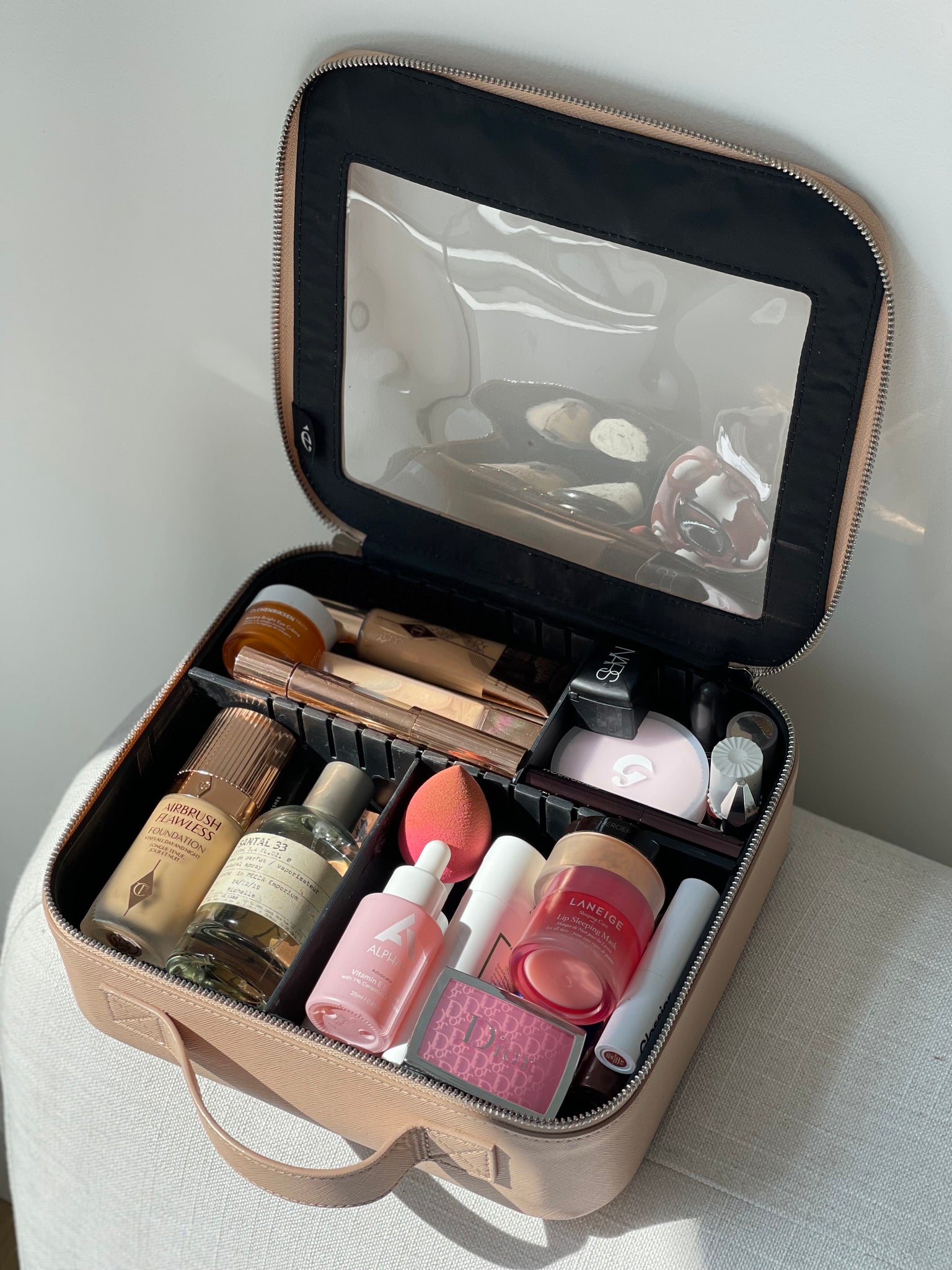 Small Clear Cosmetic Divider Case - Blush