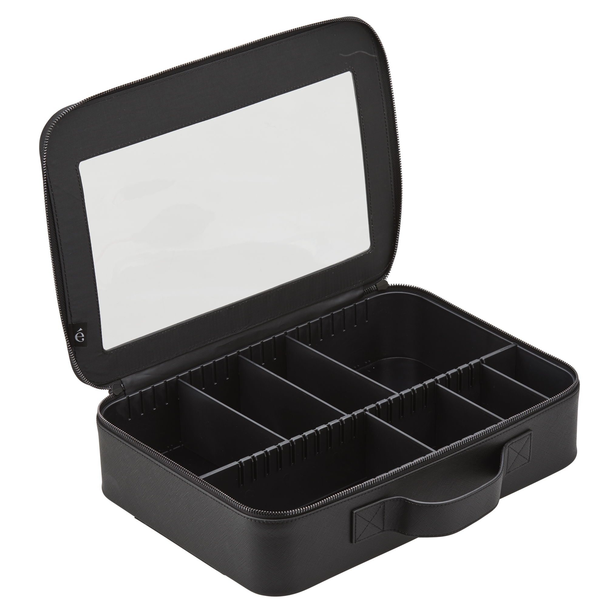 Large Clear Cosmetic Divider Case - Black