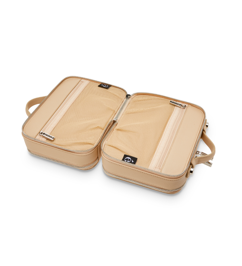 Additional mesh zip pockets located within the case.
